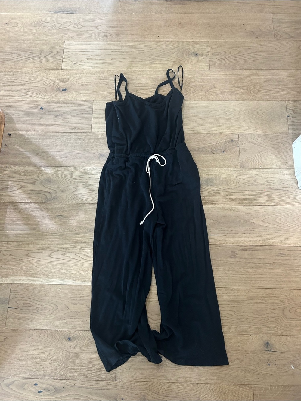 Universal Thread Black Wide-Leg Spaghetti-Strap Jumpsuit with Drawstring